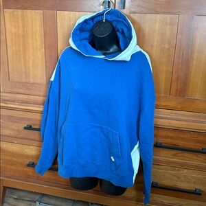 Tory Burch Tory Sport Oversized Sweatshirt Hoodie in blue and ivory.